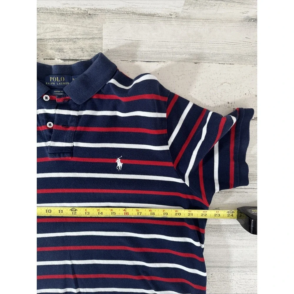 Polo By Ralph Lauren Navy Colorblock Red Striped Polo‎ Shirt Size XL